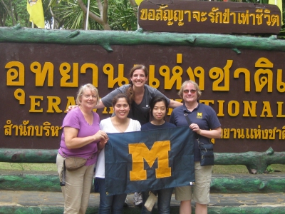 UMSN students and faculty at Erawan National Park in Thailand