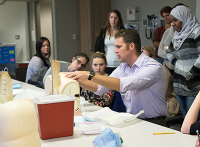 Blush demonstrating how to perform a lumbar puncture