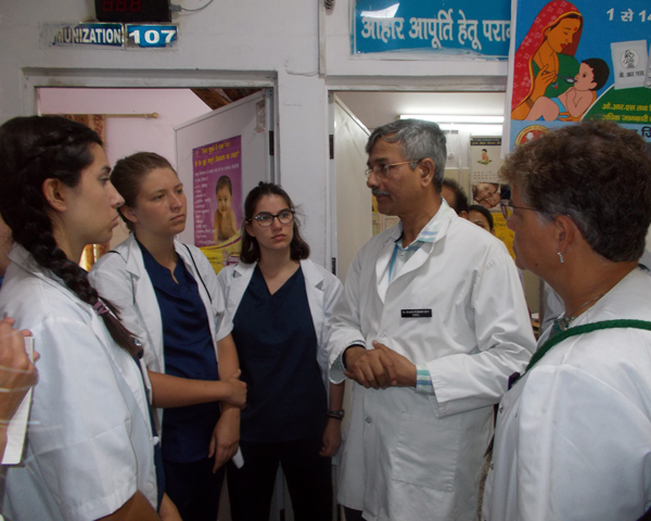 U-M students touring an Indian hospital