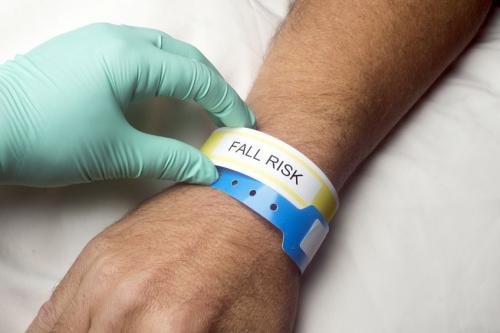 Hospital wristband showing Fall Risk